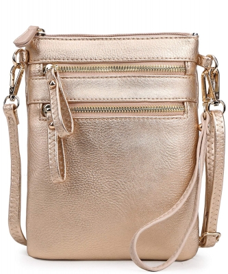 Women's Faux Leather Organizer Crossbody Bag WU002 RGOLD